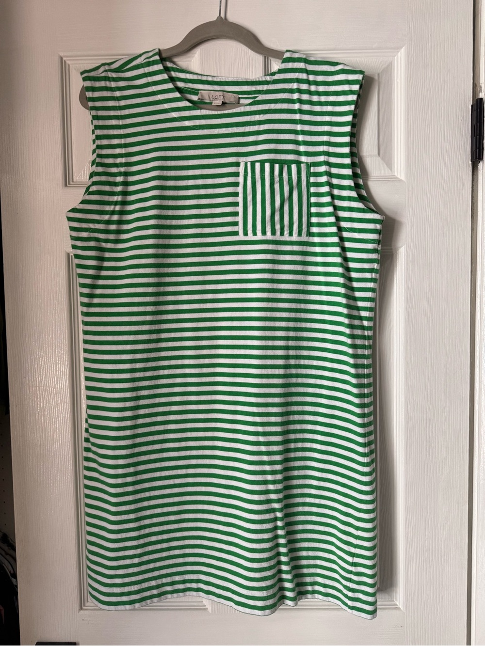LOFT Green and White Striped Top